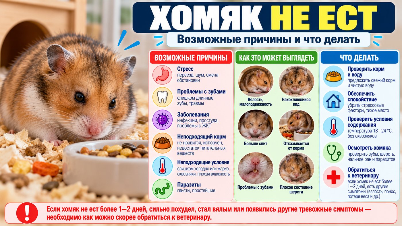 Хомяк не ест и не пьёт
