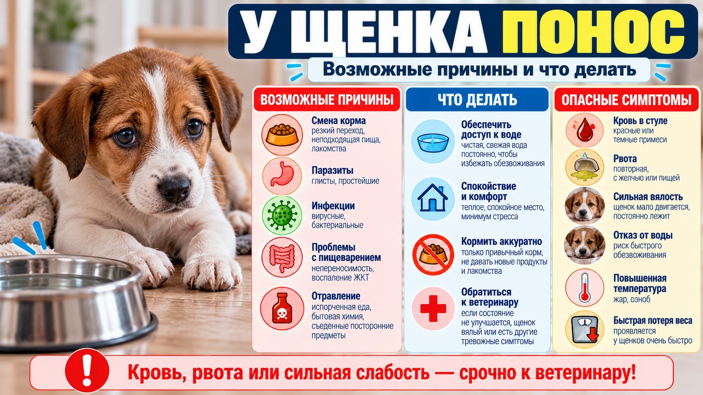 У щенка понос — что делать