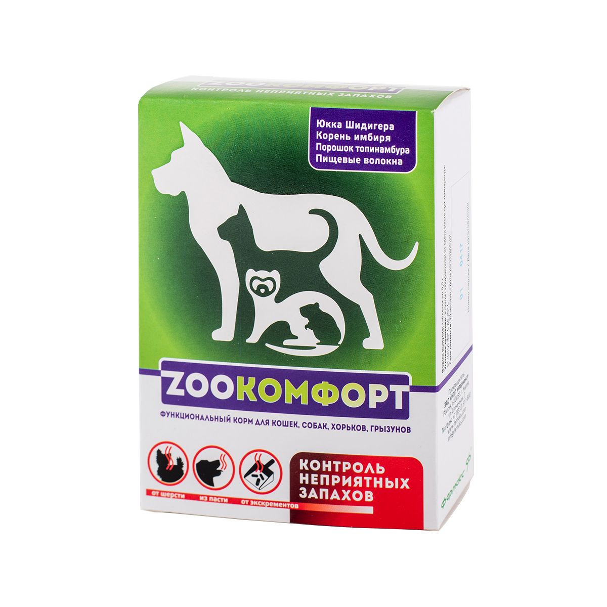 Zooкомфорт функциональный корм для кошек, собак, хорьков и грызунов (90 таб.)
